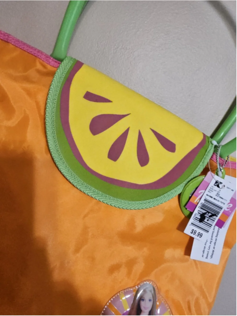 NWT 2003 Barbie Beach Tote Bag Pyramid Accessories Orange/Green Y2K Vintage Doll